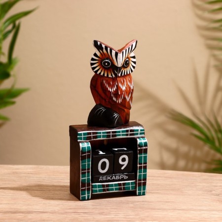 Calendar Table tree "Owl at the fireplace" MIX 9.5x4x17 cm