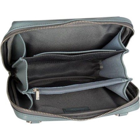 Cross-Body bag with Mumi zipper, external pocket, turquoise color-2