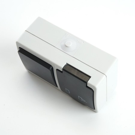 Block: 1-seater socket s/h + 1-clavy switch, PST16-11-54/10-111-54, gray/graphite-3