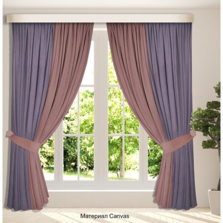 Set of curtains "Canvas", size 200x250 cm, 2 pcs, color violet dusty rose-1