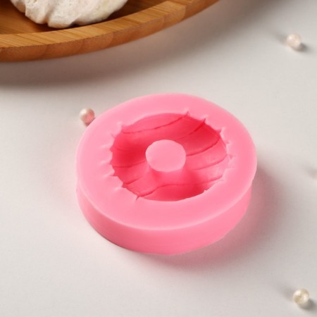 Mold Dolyana "Donut with glaze", silicone, d = 6 cm, pink color-2