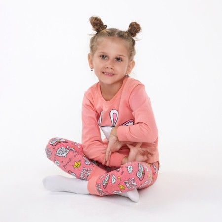 Pajamas for a girl (longshit/pants), pink/hare color, height 122 cm-4