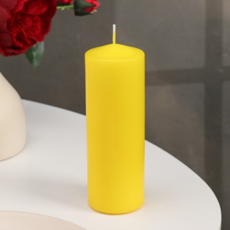 Candle - cylinder, 5x15 cm, yellow varnished, 14 hours-1