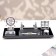 Set of desktop stationery 6B1 with a business card holder and hours, a black tree