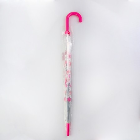 Umbrella - a semiautomatic “flowers” ​​cane, 8 spokes, r = 45 cm, the color is transparent/pink-3