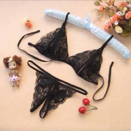Erotic set of lace linen, OS size, black-1