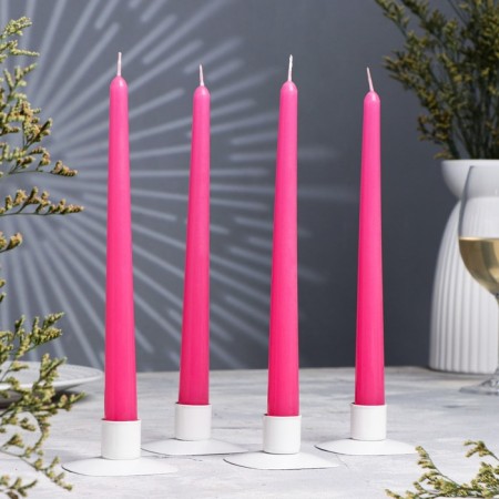 A set of antique candles, 2.3x 24.5 cm, 5 hours, 55 g, 4 pieces, dark pink