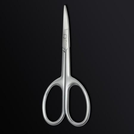Manicure scissors "Premium satin", narrow, bent, matte, 9.6 cm, silver color-3