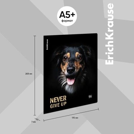 A notebook of 96 sheets in the Erichkrause "Dog", matte lamination, an offset block 100%, mix-3