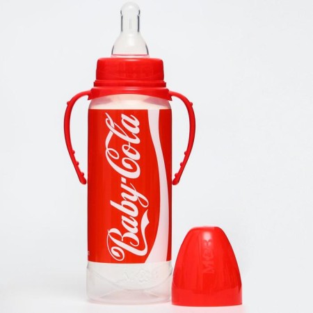 A bottle of feeding Baby Cola, 250 ml., Classic throat, 3 months, cylinder, with handles-3