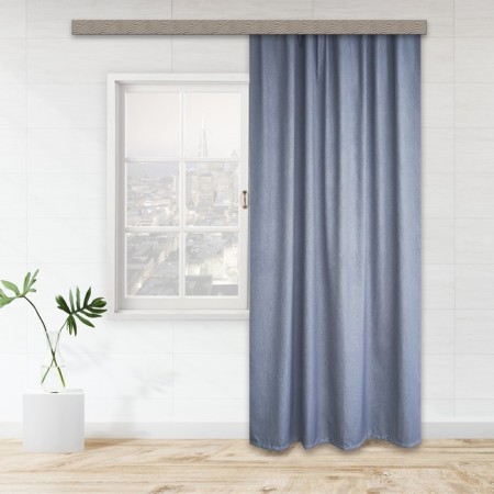 The curtain curtain Witerra with embossing zigzags 135x260cm, blue-blue, blackout, PE100%