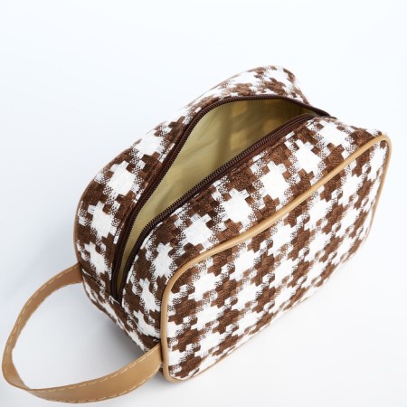 Lightning cosmetic bag, white/brown color-2