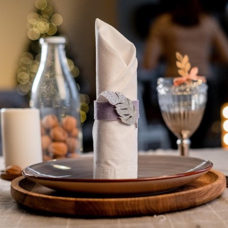 A set of rings for napkins "Silver feather" 4 pcs, 4.8 x 6.5 cm, 100% p/e, felt-4