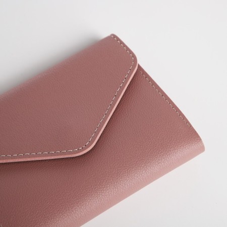 Women's wallet on the button, pink color-2