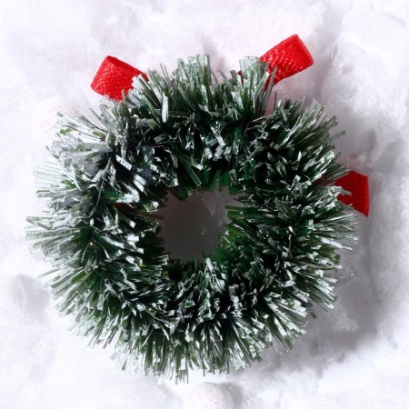 Decor "New Year's Wreath with a bow", a set of 3 pcs., Size 1 pc. -3 cm, the color is light green-4