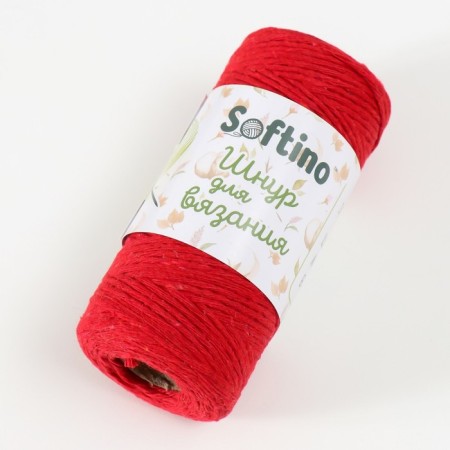 Knitting cord 100% cotton, width 1mm 100m 80g "red" 10x4.2x4.2 cm-1