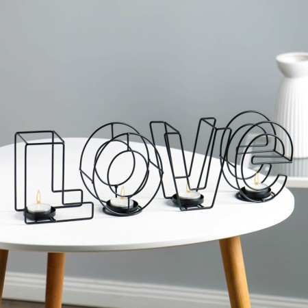 Summary of the metal desktop "Love", 13.5 x 42 cm, black