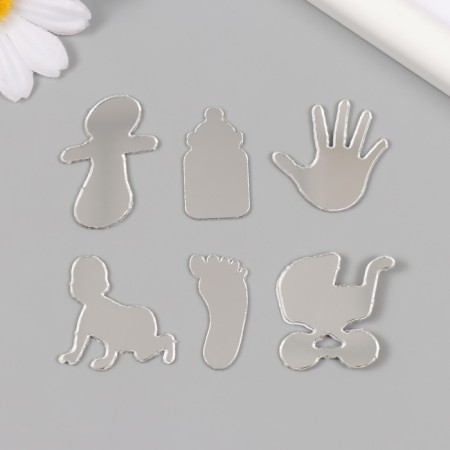 Decor for creativity plastic mirror "Birth of a child" set 6 pcs