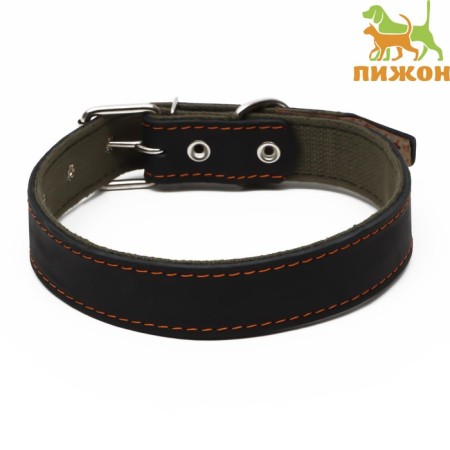 Collar combined leather/tarpaulin, 69 x 3.5 cm, Osh 45-60 cm, black