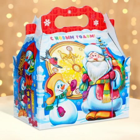 New Year. Gift box New Year's casket is a simple "watch" with animation 20 x 12 x 17 cm.