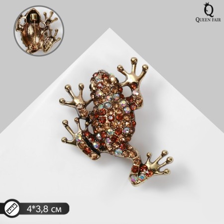 Brooch "Frog" chess, color rainbow-brown in black gold