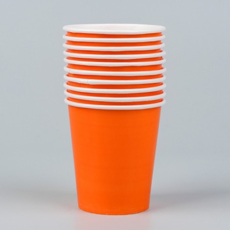 A single -single -paper glass, plain, orange color, 205 ml-1