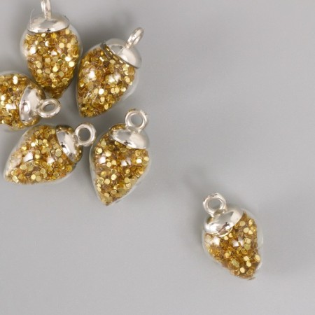Suspension decorative for creativity glass "drop" with sparkles 1.9x1.4 cm set 6 pcs-1
