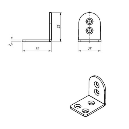 Furniture corner, 32x32x25x2 mm, zinc, in packaging 300 pcs.-2