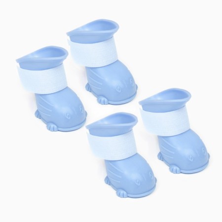 Dog boots, rubber, set 4 pcs, size S, blue-4