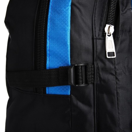 A backpack on a zipper with an increase, 55l, 5 external pockets, blue color-6
