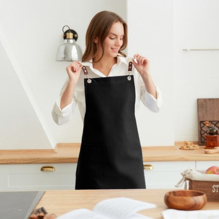 Apron Ethel Minimalist Design Black 60x70cm. 45%linen, 55%HL 395 g/m2-1