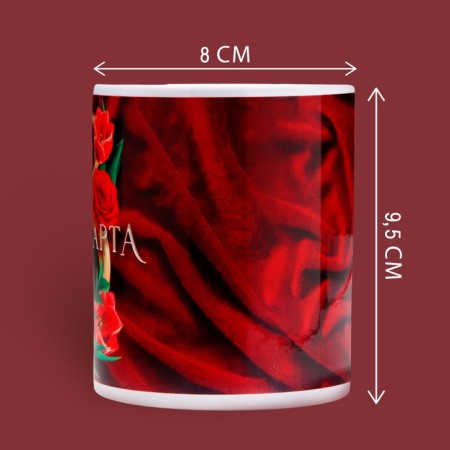 Ceramic mug "March 8" roses, 320 ml, red color-1