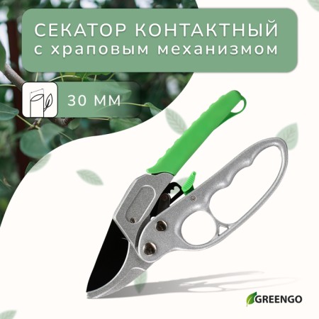Contact secaterator, 7 "(18 cm), with a ratchet mechanism, plastic handles, Greengo