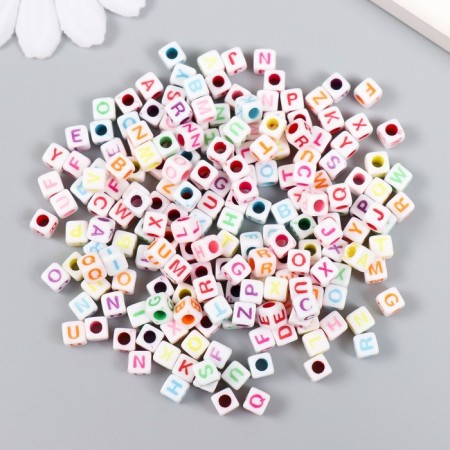 Beads for creativity plastic "English letters on a cube" Color set 20 g 0.5x0.5x0.5 cm