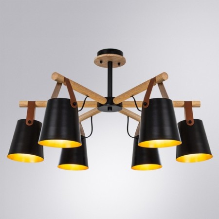 Ceiling chandelier Arte Lamp Thomas A7032PL-6BK, E27, 6x60 W, 66x66x41 cm, black, beige-5