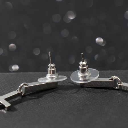 Earrings Metal "Crosses" are small, silver color-3
