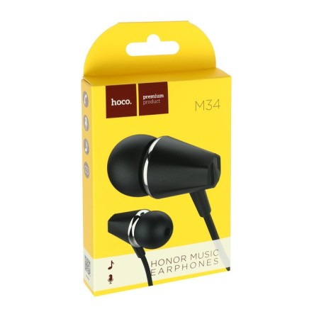 Hoco M34 headphones, wired, vacuum, microphone, jack 3.5 mm, 1.2 m, black-2