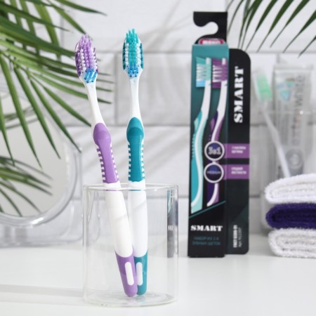 Smart toothbrush of medium stiffness, turquoise, 2 pcs.-1