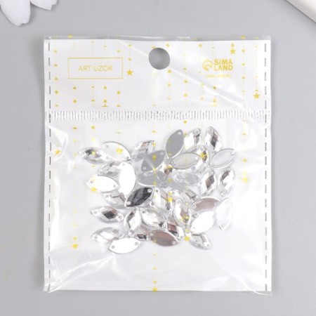 Decor for creativity Plastic sewn "leaf" silver set 40 pcs 1x0.6x0.3 cm-3