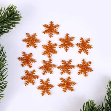 New Year's set for the decor "Snowflakes" 12 pcs., Color gold