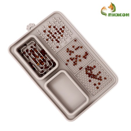 Rug for licking on suction cups with bowls 30 x 20 cm, gray-1