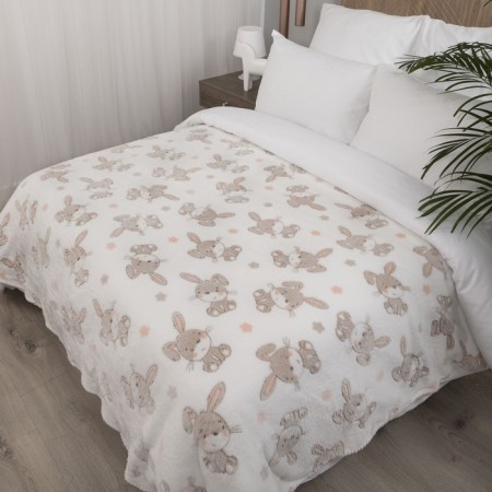 Plaid “Bunnies on White”, size 150x200 cm-1