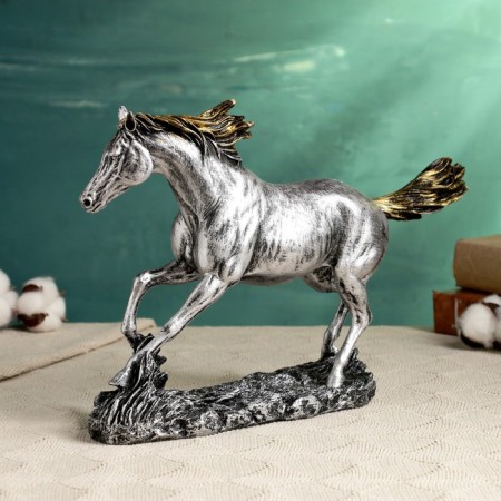 Figure "Running Horse" silver, 34x22cm-1