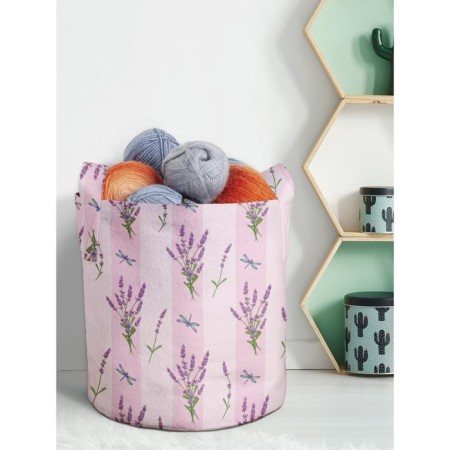 Textile bag “Lavender Dragonfly on a pink background”, for storing things and toys, size 30x30 cm, 18.9 liters