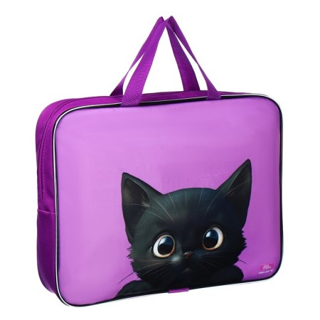 Folder with handles Textile A4, 350 x 270 x 70 mm, calligrata "Cat Black"-2