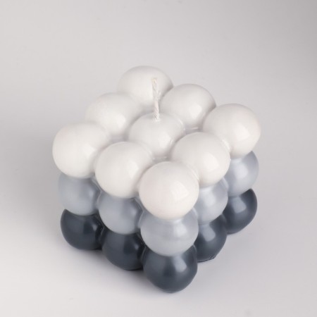Figure candle "Babb cube", 6 cm, white-gray-2