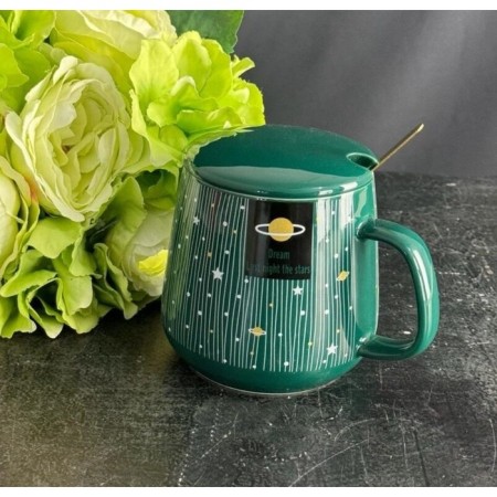 Lenardi mug, with a lid and spoon, porcelain, 420 ml