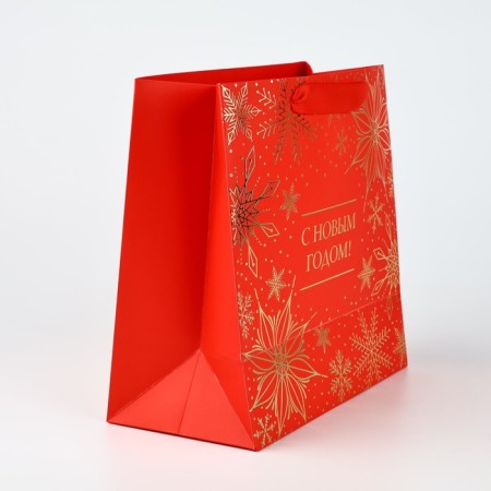 Package Gift New Year's laminated square “Happy New Year”, embossing 22 x 22 x 11 cm, new year-2
