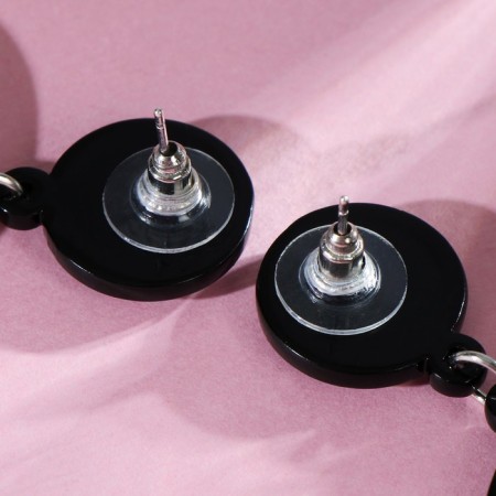 Acryl Earrings "Dialog Window" Yes! No!, Black and white color-2