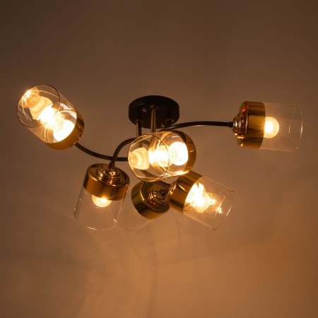 Harder chandelier 6x60W E27 brown, gold 70.5x32.5x21cm-2
